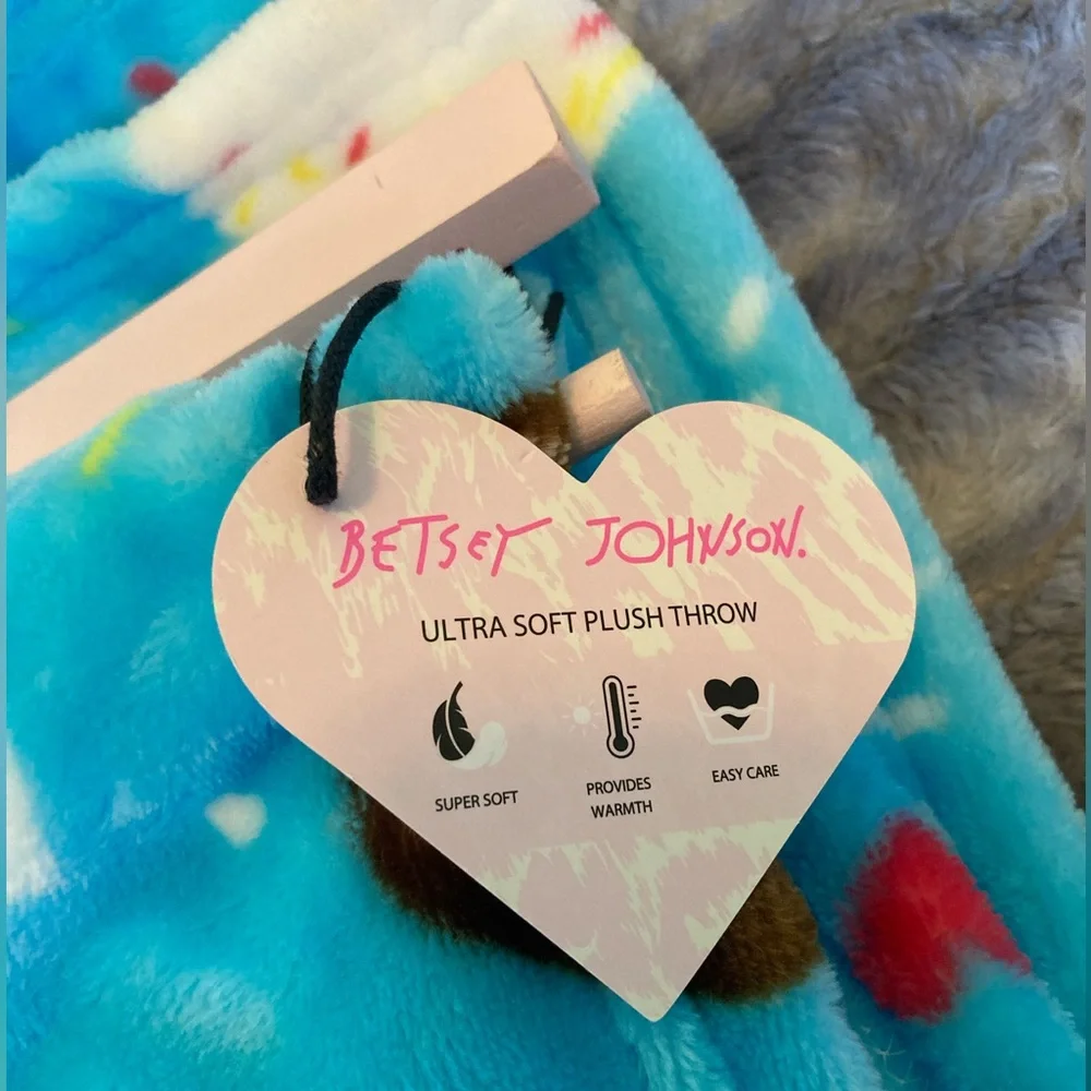 Super cute, soft, warm, Betsey Johnson brand, new with tags,sweets plush throw